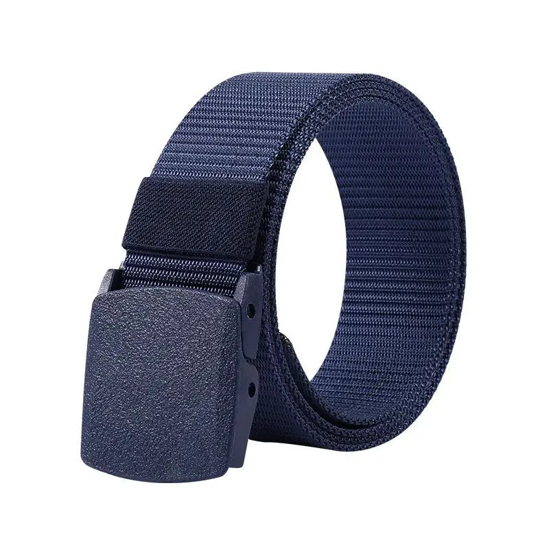 Men Belts Fashion Unisex Jeans Belts Adjustable Belt Men Outdoor Travel Tactical Waist Belt with Plastic Buckle for Pants 120cm