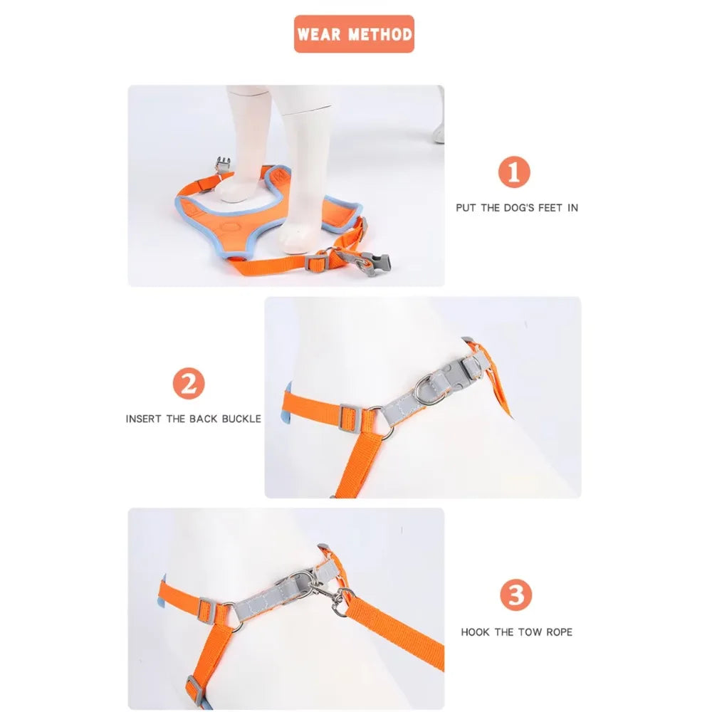 Reflective No Pull Adjustable Dog Harness Classic Solid Sustainable Straps Nylon Pet Dog Harness with Reflective Logo,for Walk