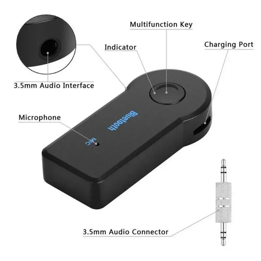 2-in-1 Wireless Bluetooth 5.0 Receiver Adapter – 3.5mm AUX Jack for Car, Music, Headphones & Hands-Free Calling