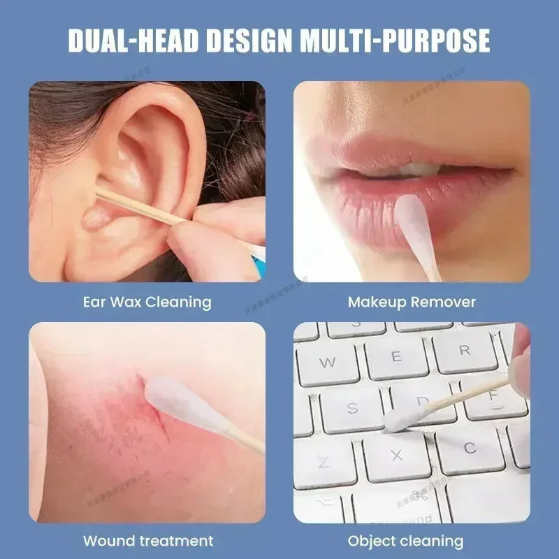 1-20Packs 100Pcs/Pack Wooden Sticks Baby Cotton Swabs Cleaning of Ears Tampons Health Beauty Cotton Swab Cleaning Cotton Buds