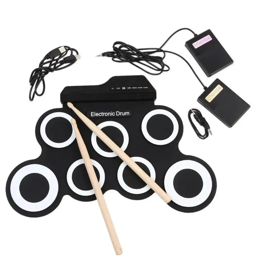 2022New Folding Silicone Hand Roll USB Electronic Drum Portable Practice Drums Pad Kit With Drumsticks Sustain Pedal