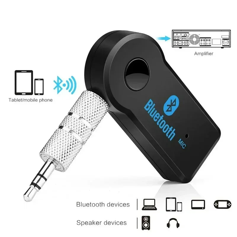 2-in-1 Wireless Bluetooth 5.0 Receiver Adapter β 3.5mm AUX Jack for Car, Music, Headphones & Hands-Free Calling
