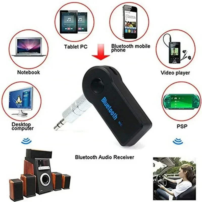 2-in-1 Wireless Bluetooth 5.0 Receiver Adapter β 3.5mm AUX Jack for Car, Music, Headphones & Hands-Free Calling