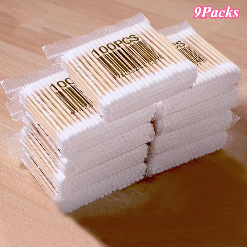 1-20Packs 100Pcs/Pack Wooden Sticks Baby Cotton Swabs Cleaning of Ears Tampons Health Beauty Cotton Swab Cleaning Cotton Buds