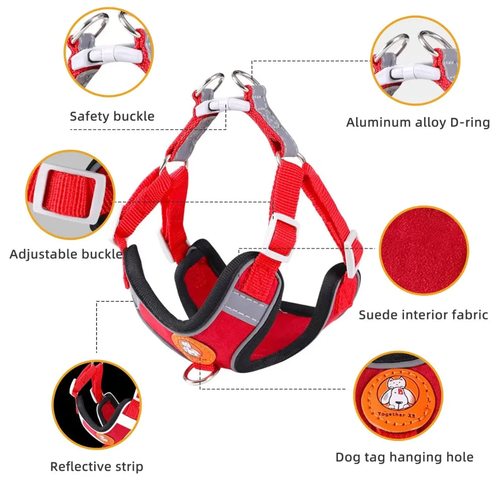Reflective No Pull Adjustable Dog Harness Classic Solid Sustainable Straps Nylon Pet Dog Harness with Reflective Logo,for Walk
