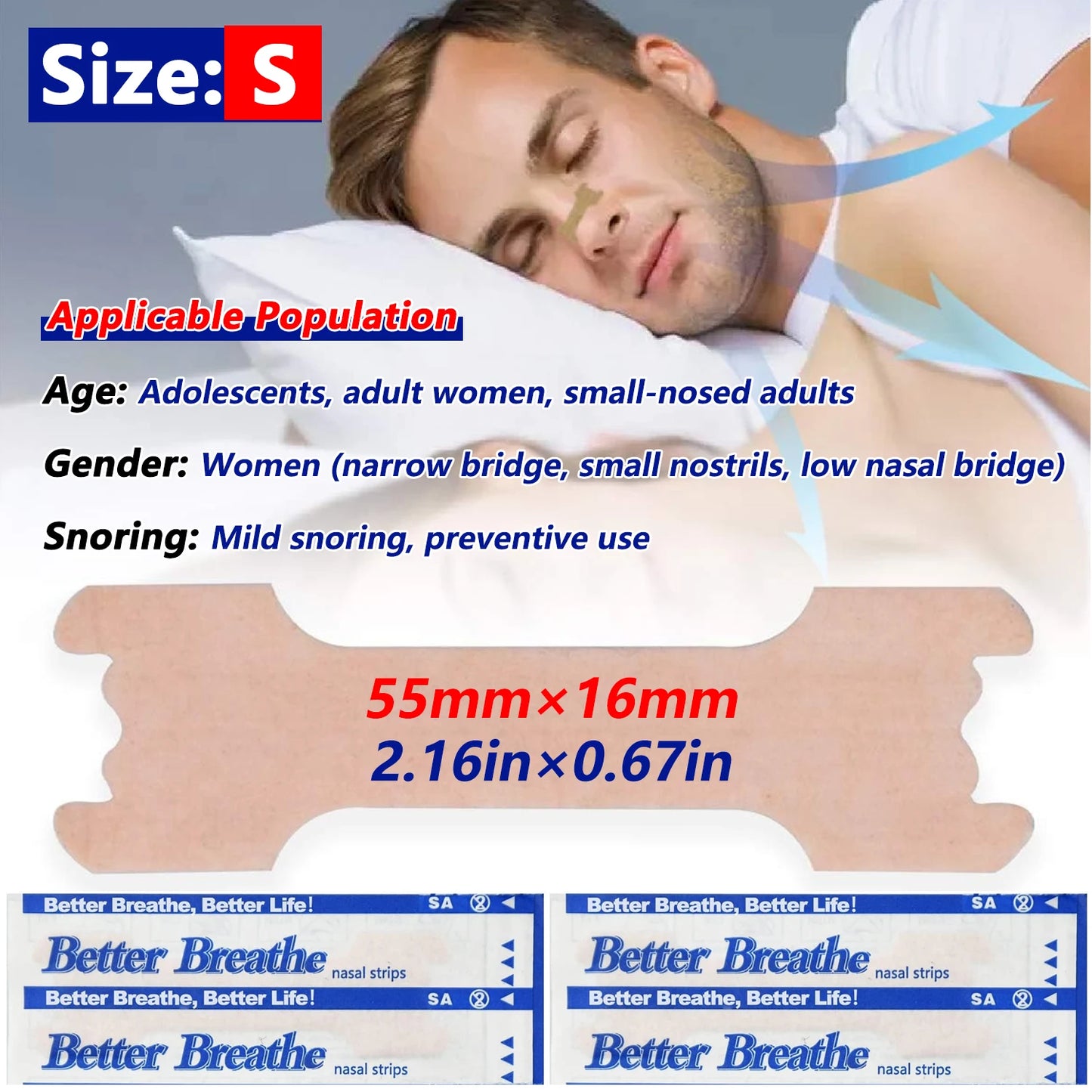 10/50/100pcs Breathing Nasal Strips Right Way Stop Snoring Anti Snoring Strips Easier Better Breathe Health Care Sleeping Well