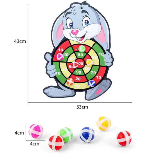 Dart Board for Kids with 3 Sticky Balls Indoor Outdoor Sport Party Games Cartoon Animal Dart Board Toys Christmas Gift