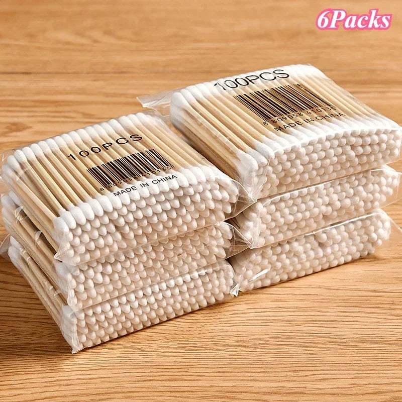 1-20Packs 100Pcs/Pack Wooden Sticks Baby Cotton Swabs Cleaning of Ears Tampons Health Beauty Cotton Swab Cleaning Cotton Buds