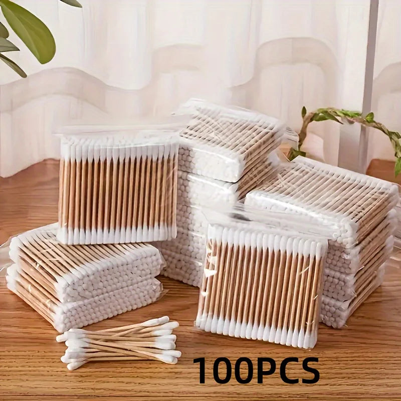 1-20Packs 100Pcs/Pack Wooden Sticks Baby Cotton Swabs Cleaning of Ears Tampons Health Beauty Cotton Swab Cleaning Cotton Buds