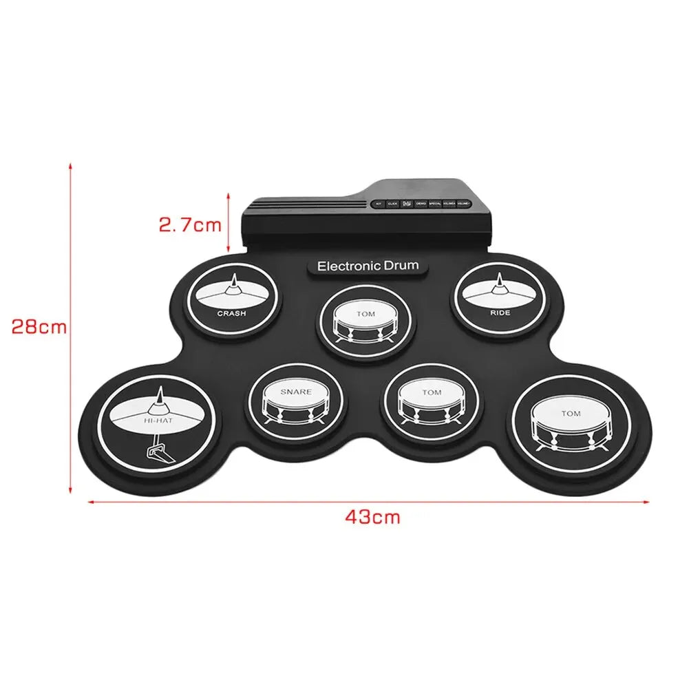 2022New Folding Silicone Hand Roll USB Electronic Drum Portable Practice Drums Pad Kit With Drumsticks Sustain Pedal