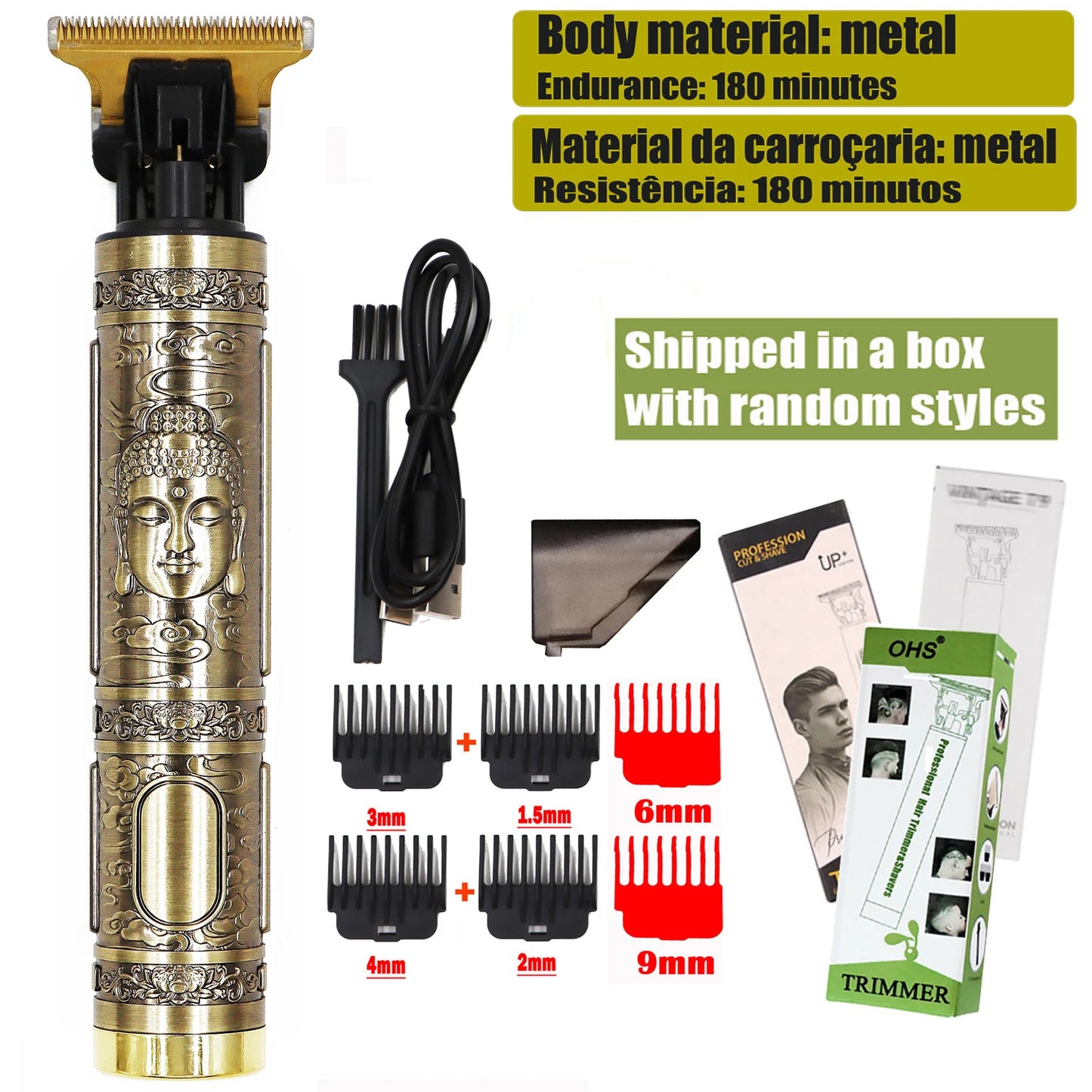 Vintage Hair Clipper Cordless Trimmer portable USB Fast Charging Hair Cutting Machine Electric Shaver Barber Professional Barber