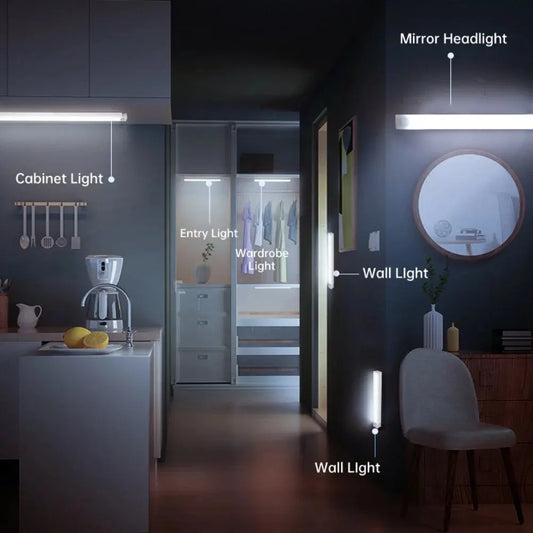 LED Bar Lights USB Rechargeable Motion Sensor Night Light Portable Induction Cabinet Light for Kitchen Room for Wardrobe Hallway