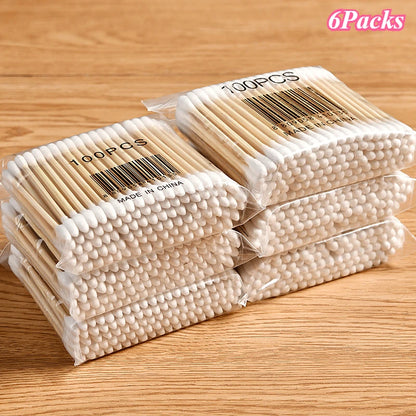 1-20Packs 100Pcs/Pack Wooden Sticks Baby Cotton Swabs Cleaning of Ears Tampons Health Beauty Cotton Swab Cleaning Cotton Buds