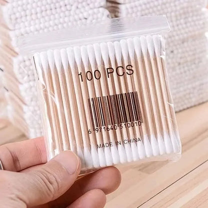100pcs/Pack Baby Disposable Cotton Swabs 5 Packs Double-ended Cotton Swabs Ear Nose Cleaning Sticks Healthy Cleaning Tools