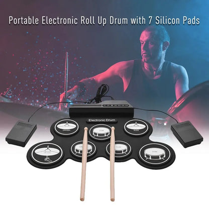 2022New Folding Silicone Hand Roll USB Electronic Drum Portable Practice Drums Pad Kit With Drumsticks Sustain Pedal