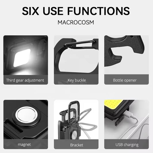 COB Keychain Work Light - 1/2Pcs Mini Emergency Flashlight with Keychain Design