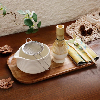 2025 Hot 8PCS Premium Matcha Tea Set Japanese Ceremonial Ceramic Bowl Whisk Gift Set Box Starter Kit Sustainable Eco-friendly