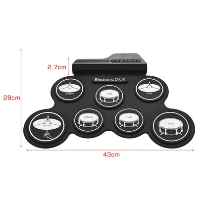 2022New Folding Silicone Hand Roll USB Electronic Drum Portable Practice Drums Pad Kit With Drumsticks Sustain Pedal
